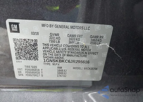 2018 Chevrolet Tahoe Lt from USA, damaged, VIN 1GNSKBKC6JR295616